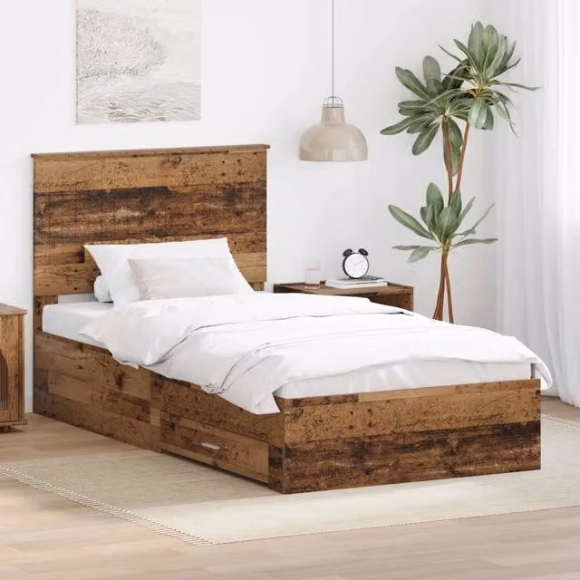 Struttura del letto con cassetto Legno vecchio 100 x 200 cm 3411348