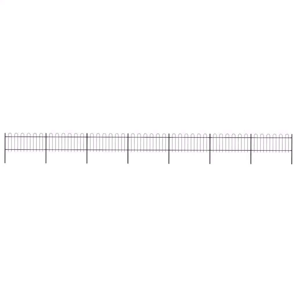 Recinzione da giardino vidaXL in acciaio con parte superiore ad anello, colore nero, L: 1172 cm, H: 80 cm