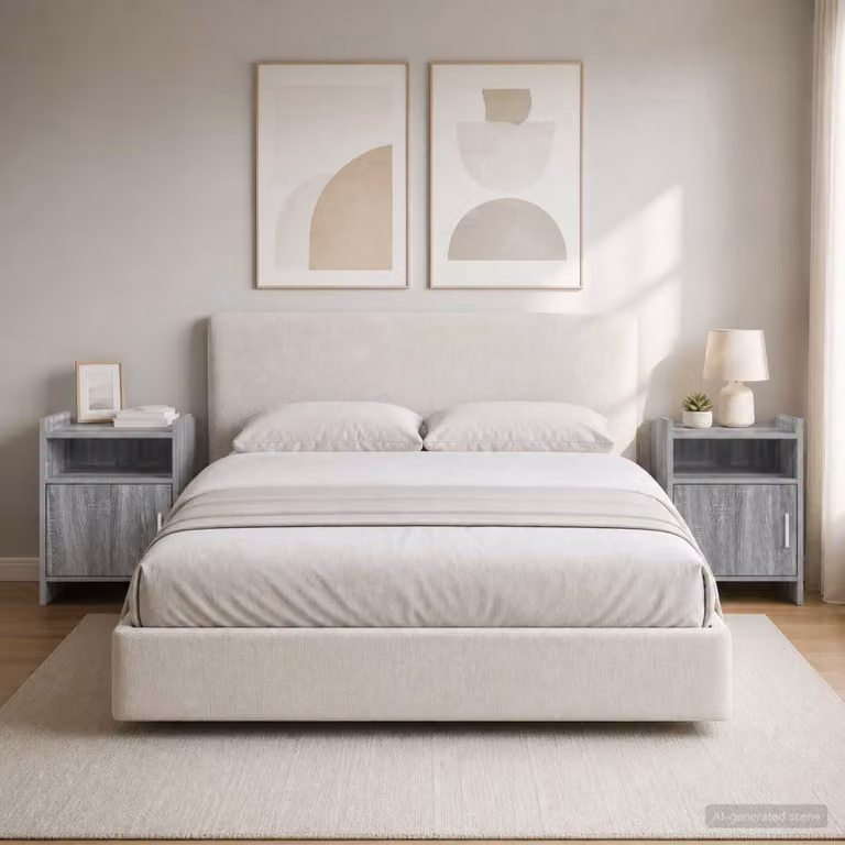 Set di 2 comodini moderni vidaXL in finitura Sonoma grigio, L: 40 cm, P: 36 cm, H: 60 cm