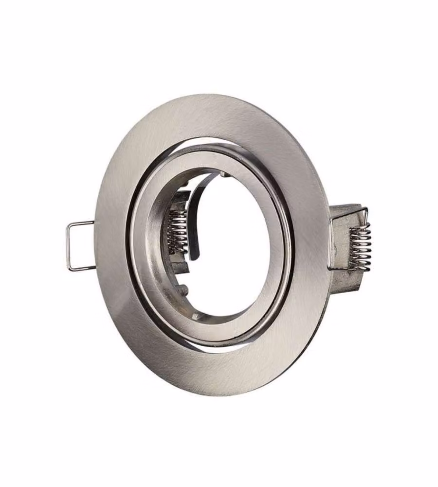Portafaretto LED da Incasso Rotondo GU10 e GU5.3 (MR16) Colore Nichel Satinato Orientabile
