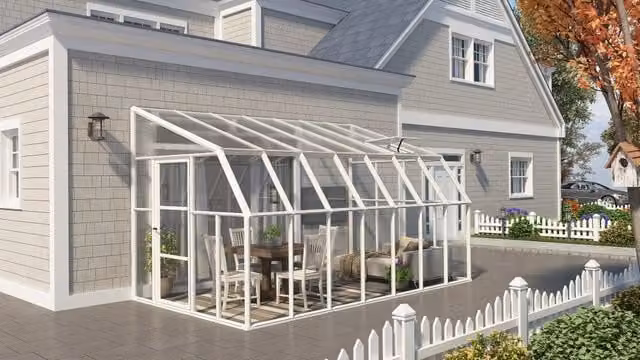 Veranda Sun Room Palram in Policarbonato e Acciaio Bianco L: 4,5 m x P: 2,7 m