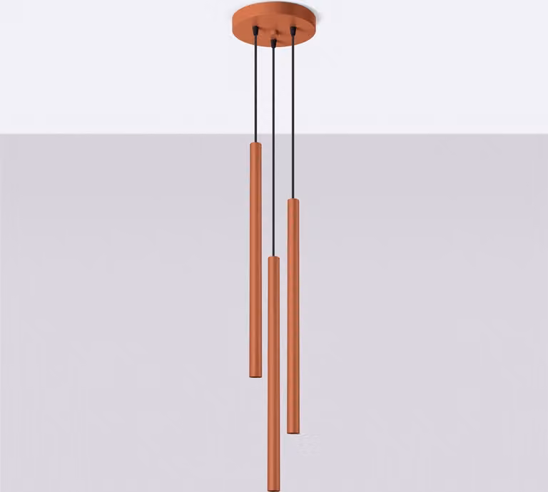 Lampada a sospensione PASTELO 3P rosso ocra 3xG9 8W acciaio 104x19.5x19.5cm Sollux Lighting
