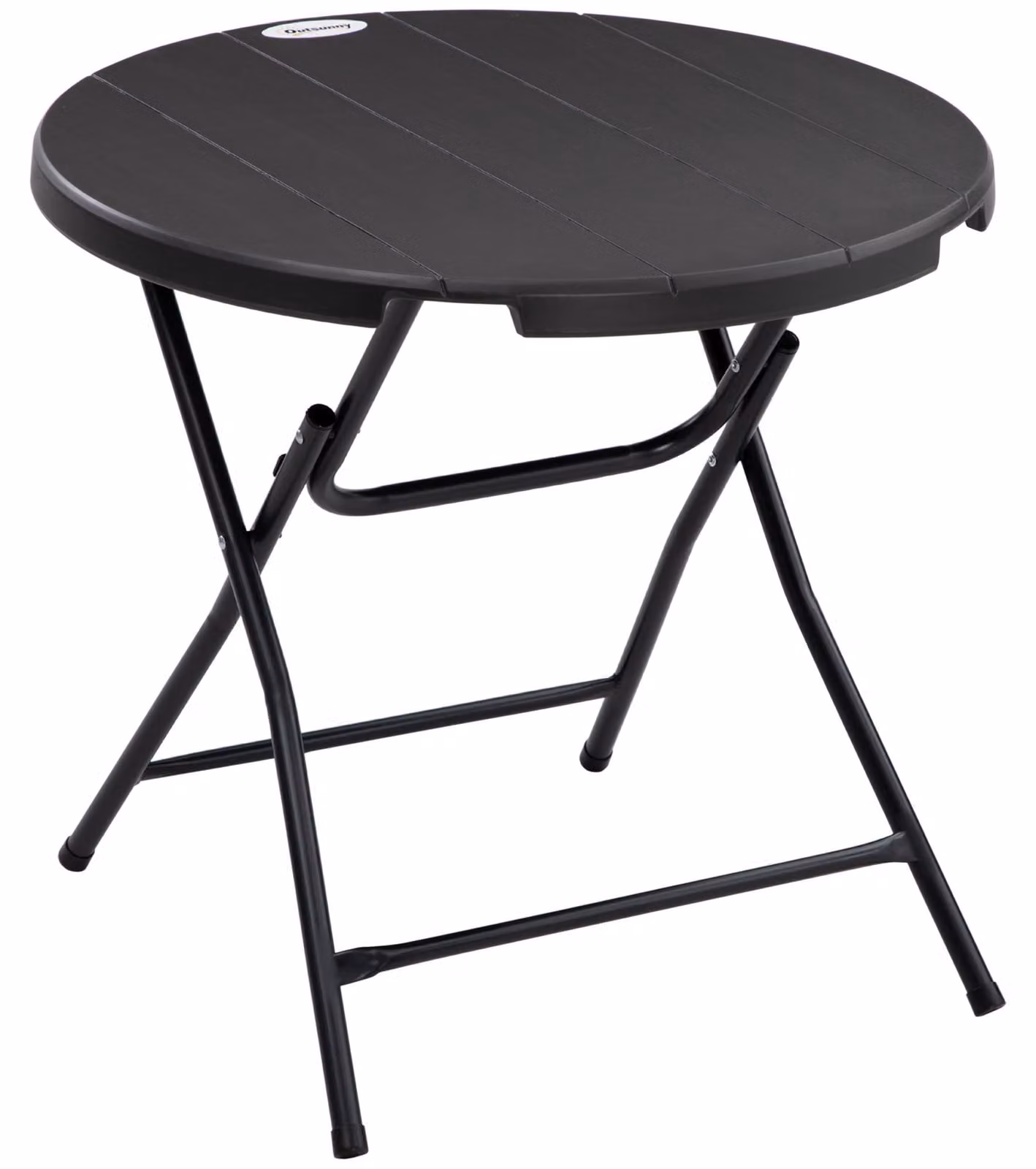 Tavolo pieghevole rotondo Moonbite, diametro 80 cm, per 4 persone, tavolo da giardino con aspetto legno realizzato in HDPE riciclato, struttura in acciaio verniciato a polvere, capacità fino a 80 kg, colore grigio scuro