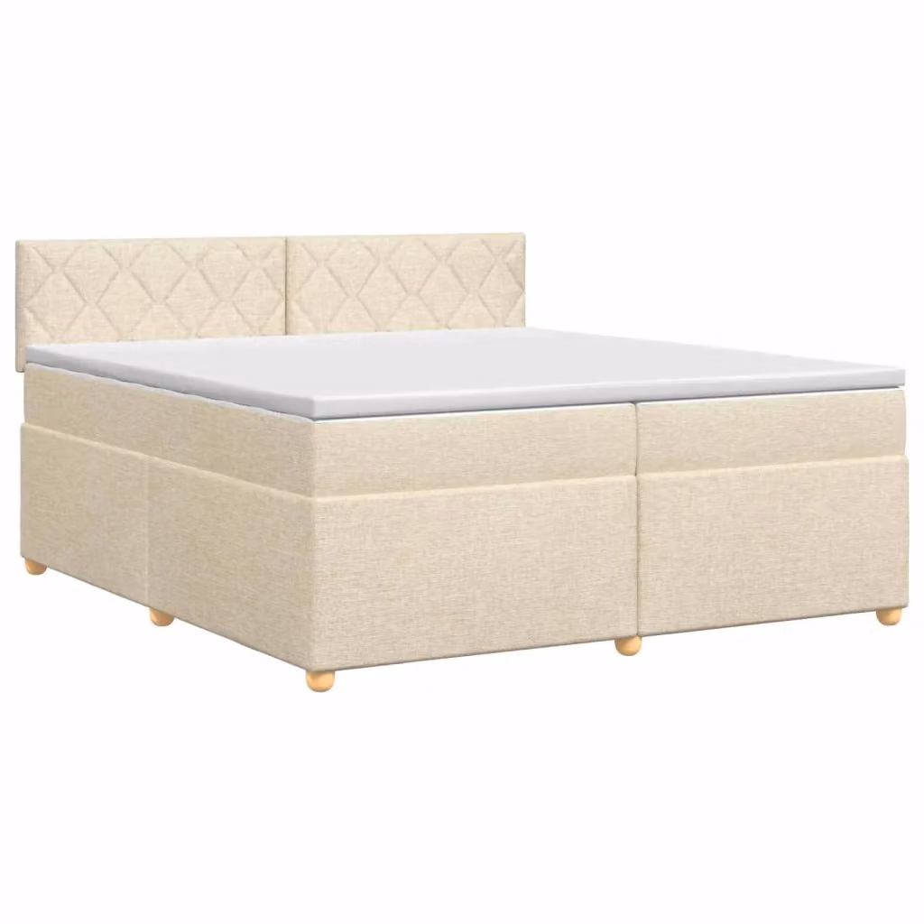 Letto box spring con materasso ibrido vidaXL in tessuto beige e bianco L/P/H: 200 x 200 x 88 cm – 2
