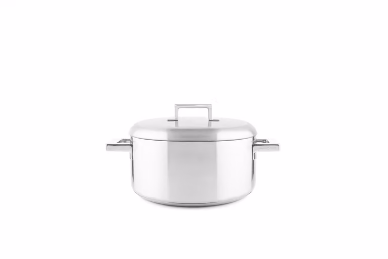 Casseruola fonda due manici e coperchio, in acciaio inox per induzione linea Stile by Pininfarina, diam. 20cm