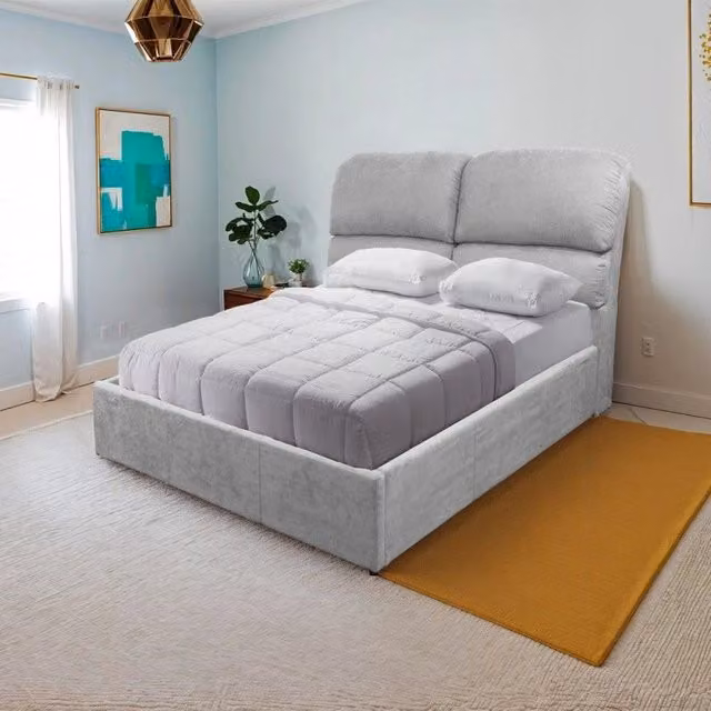 Letto una piazza e mezzo Sofaback contenitore in tessuto Enjoy 20 light gray