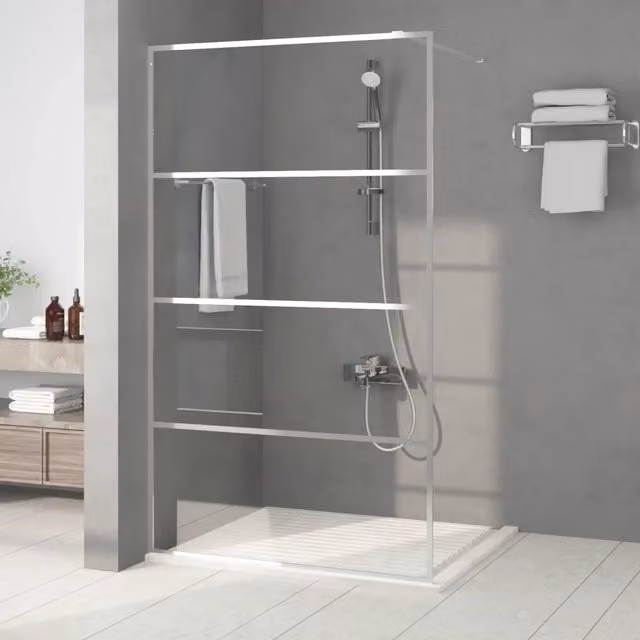 Parete Doccia Walk In vidaXL in Vetro Trasparente e Argento L: 115 cm, H: 195 cm