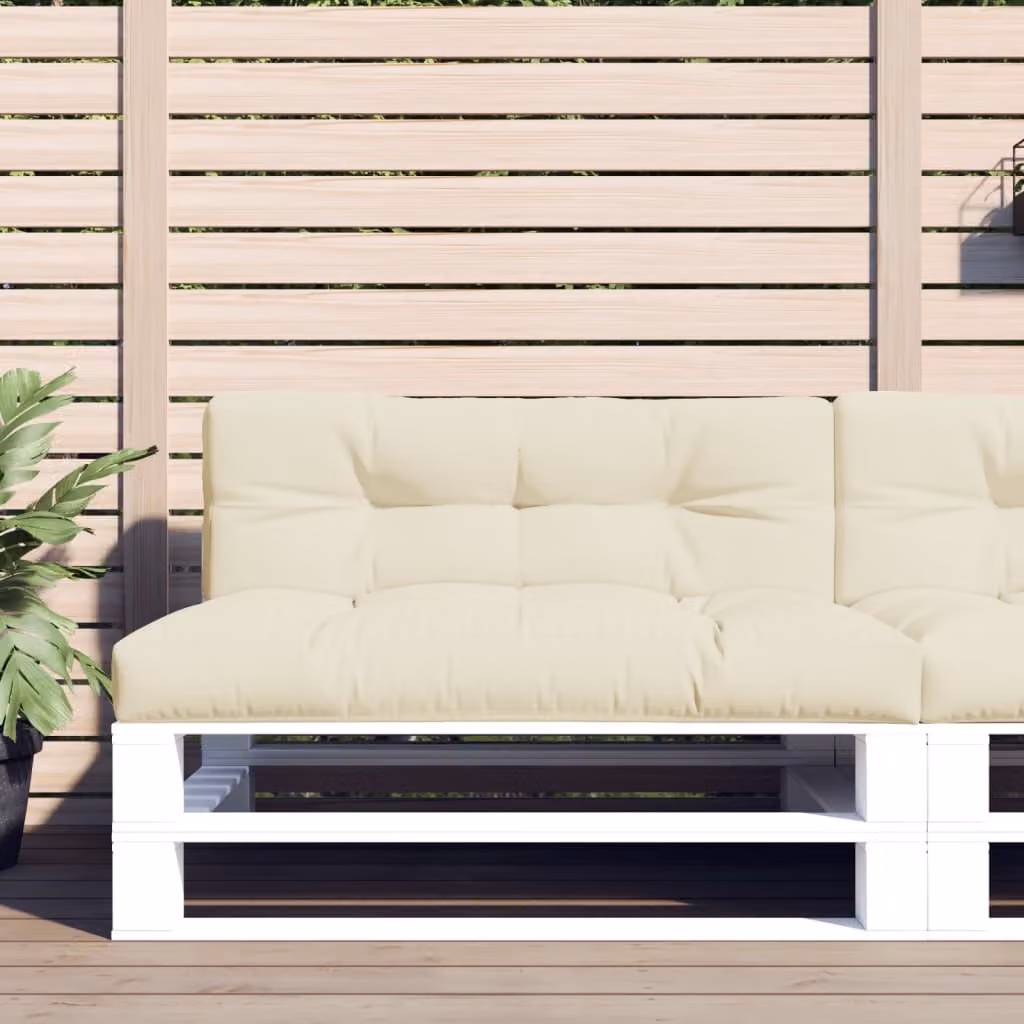 Set di 2 cuscini per pallet vidaXL in poliestere beige, impermeabili e resistenti ai raggi UV, L/P/H: 120 x 120 x 12 cm