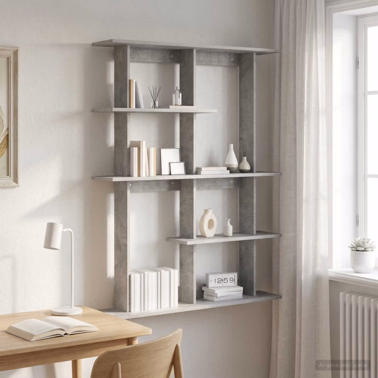 Scaffale da parete vidaXL Grigio, L 102 cm x P 20 cm x H 130 cm
