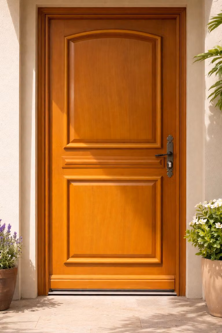 Porta d'ingresso in legno pieno Garnier, H.215xL.90 cm, lato tavolo P. sinistra, maniglia, cilindro Gd Menuserie