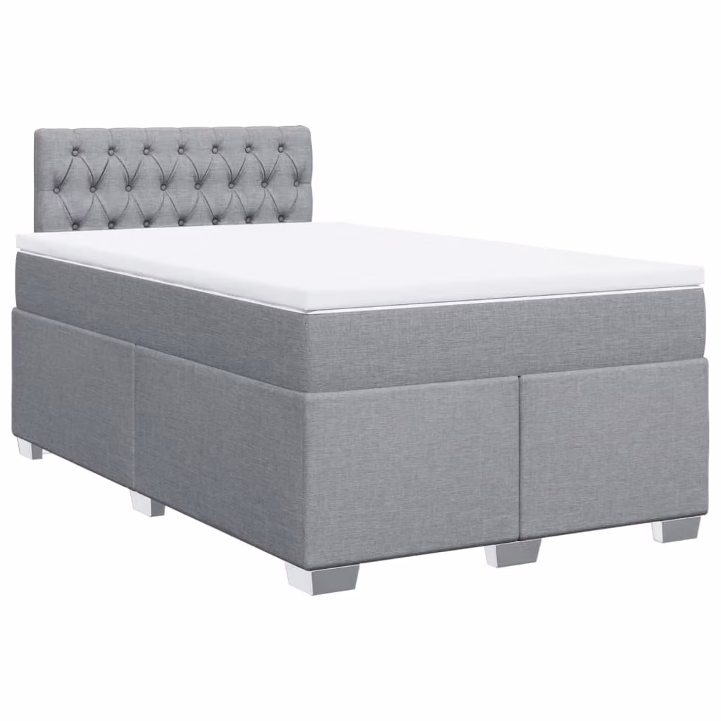 Giroletto a Molle con Materasso Grigio Chiaro 120x190cm Tessuto