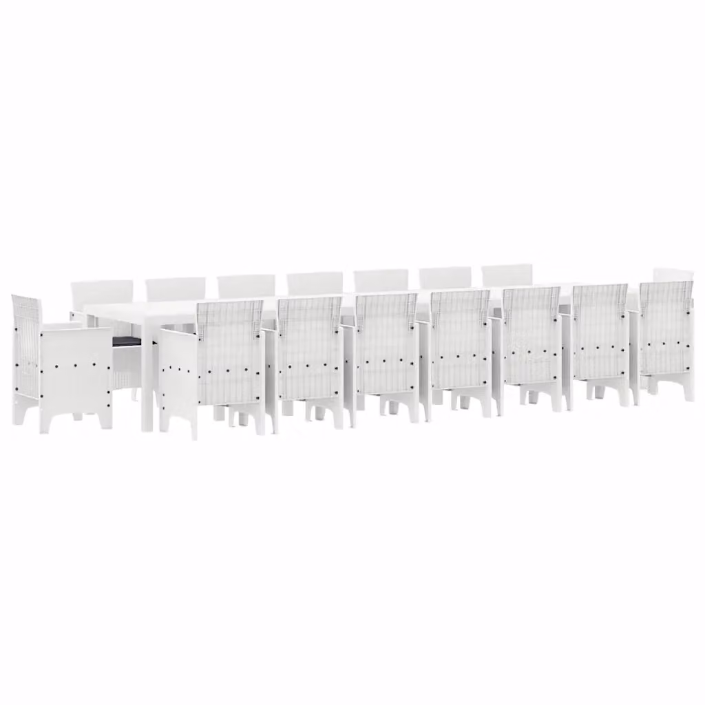 Set da pranzo da giardino moderno vidaXL in rattan bianco con 17 pezzi – 2