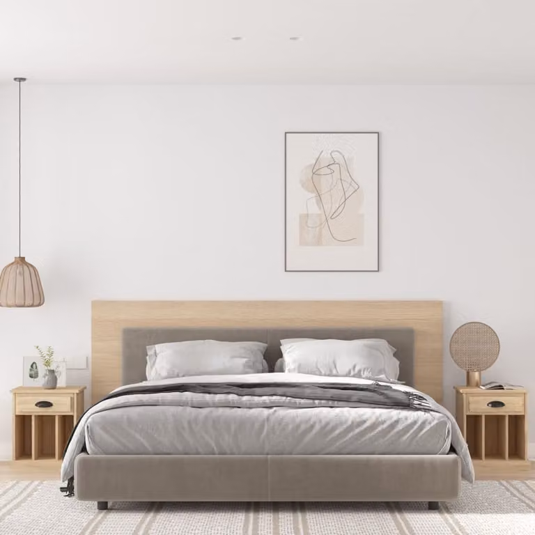 Set di 2 comodini moderni vidaXL in legno Rovere, da appendere al muro, L 43 cm x P 36 cm x H 50 cm