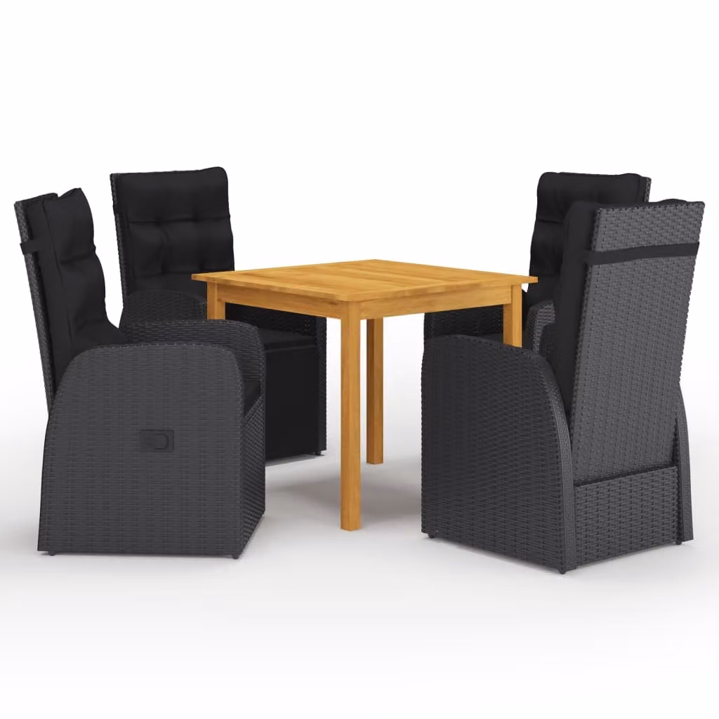 vidaXL Set da pranzo da giardino 5 pezzi nero