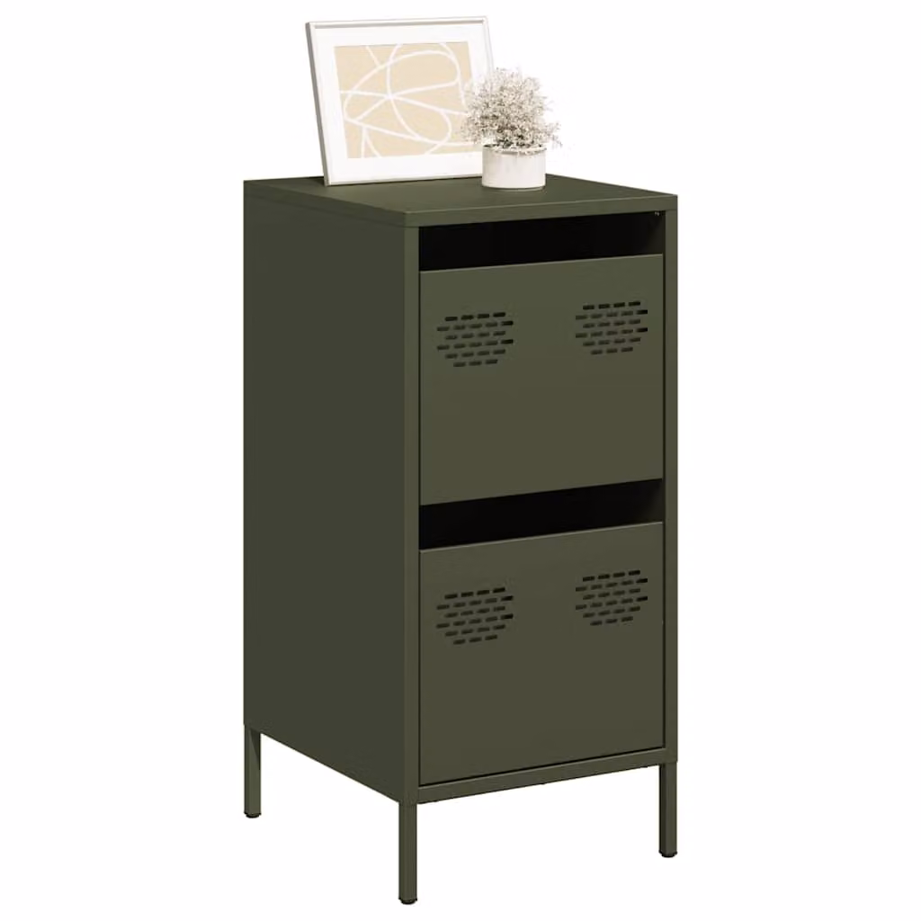 Credenza vidaXL in metallo verde opaco da appendere al muro L: 35 cm, P: 39 cm, H: 73,5 cm