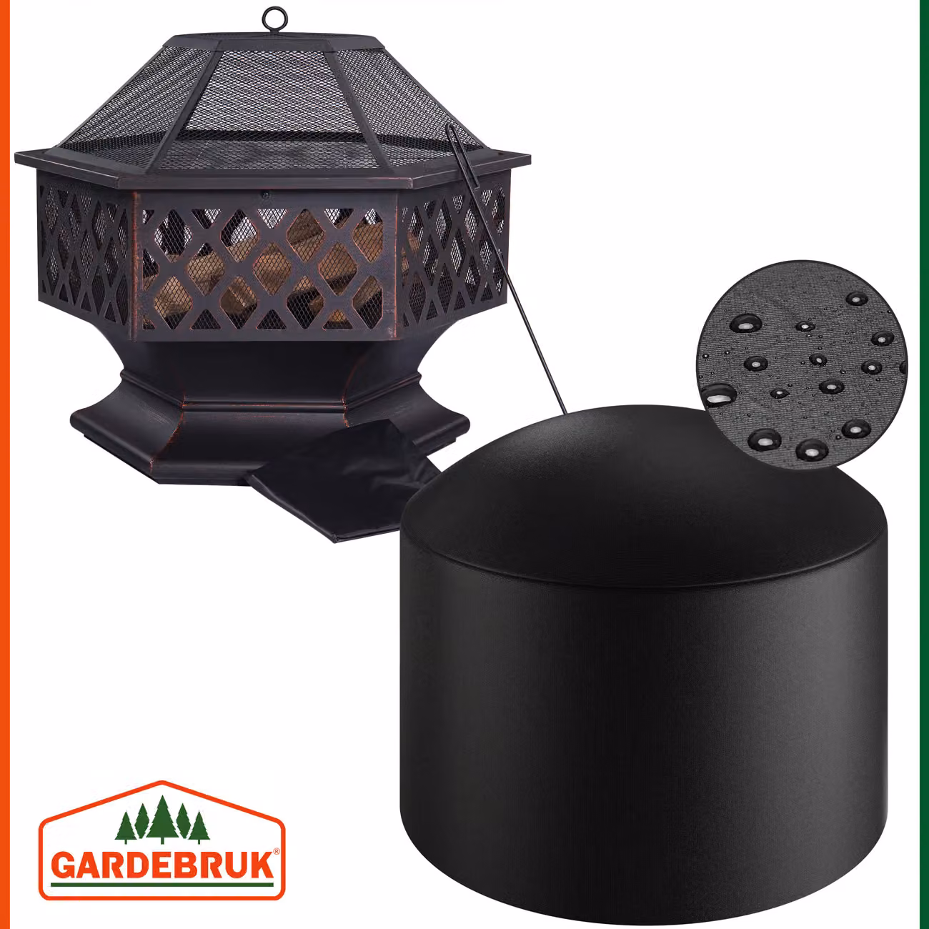 Braciere esagonale Gardebruk con cestello per legna in acciaio nero L: 70 cm, P: 60,5 cm – 4