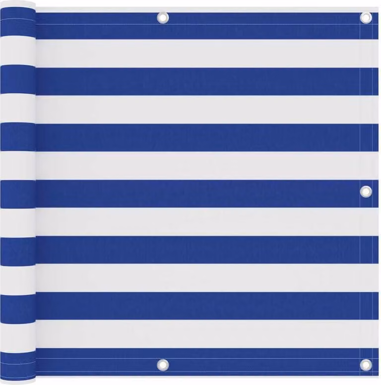 The Living Store Paravento per balcone bianco e blu 90x300 cm Tessuto Oxford