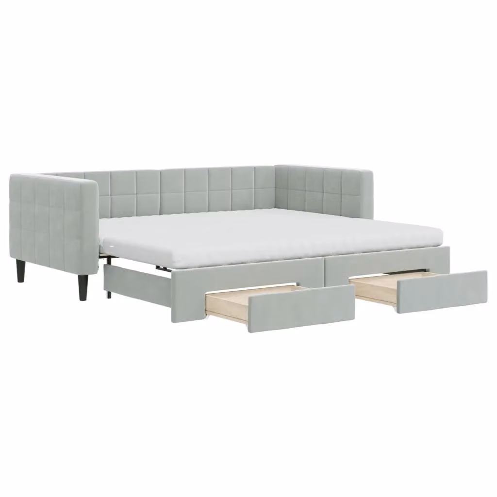 Divano Letto Estraibile con Cassetti vidaXL in Velluto Grigio 90x190 cm – 2