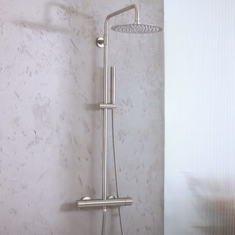 Colonna Doccia Acciaio Inox - Miscelatore termostatico- soffione rotondo- doccetta - Elements