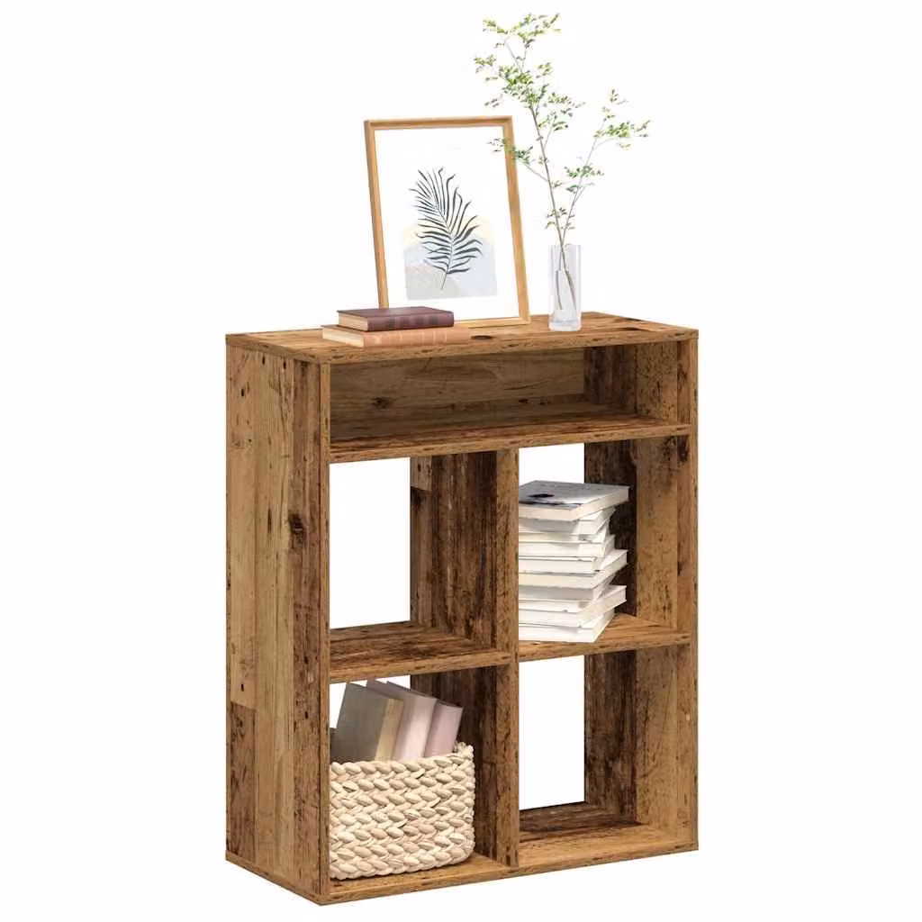 Libreria vidaXL in legno marrone stile rustico, montaggio a parete, L 66 cm x P 31 cm x H 80 cm