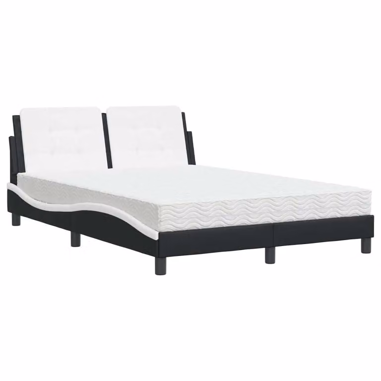 Giroletto senza Materasso Zadar Nero e Bianco 140x190 cm in Pelle finta