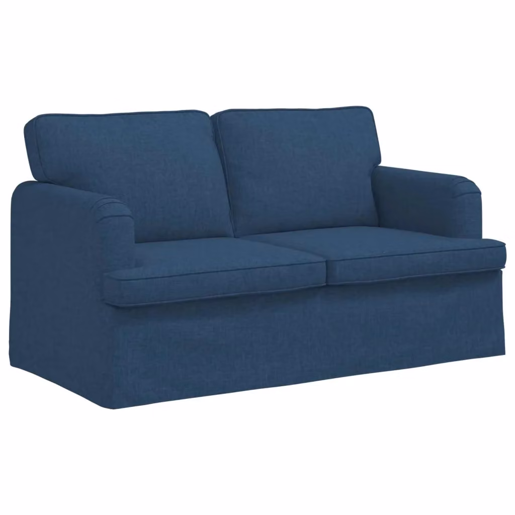 Divano blu vidaXL in tessuto con struttura in metallo e coperture rimovibili L: 144 cm, P: 80 cm, H: 85 cm – 2