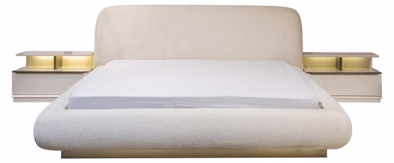 Cameretta bianca Letto matrimoniale di design Lussuoso 2x comodini