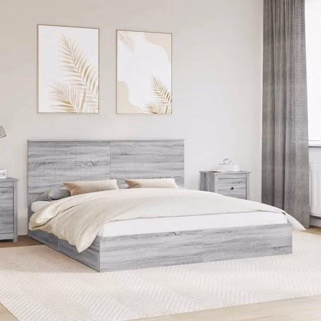 Letto con Contenitore con testiera-Struttura Letto con contenitore Grigio Sonoma 180 x 200 cm 514969