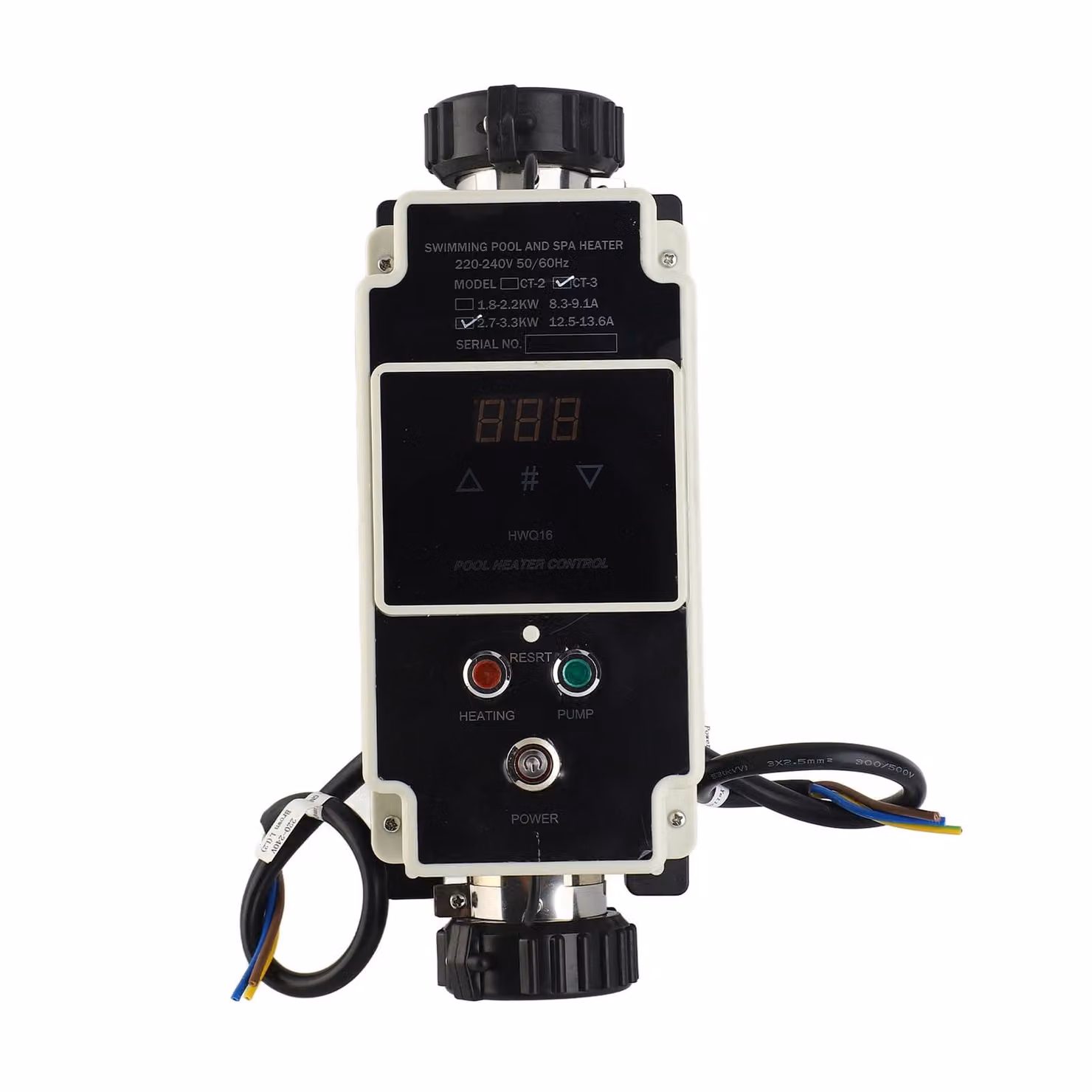2.riscaldatore per piscina da 7 a 3,3 kW, riscaldatore d'acqua per piscina elettrico, termostato whirlpool con display digitale