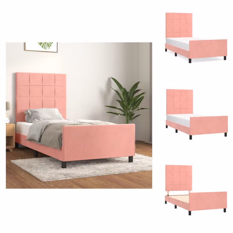 vidaXL Letto con testiera in velluto rosa 90x200 cm - Letti & Reti