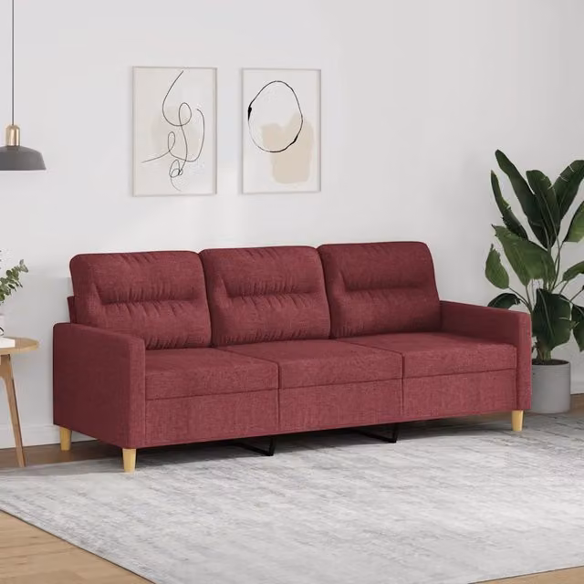 Divano a 3 Posti-Sofa 3 Posti Rosso Vino 180 cm in Tessuto 349283