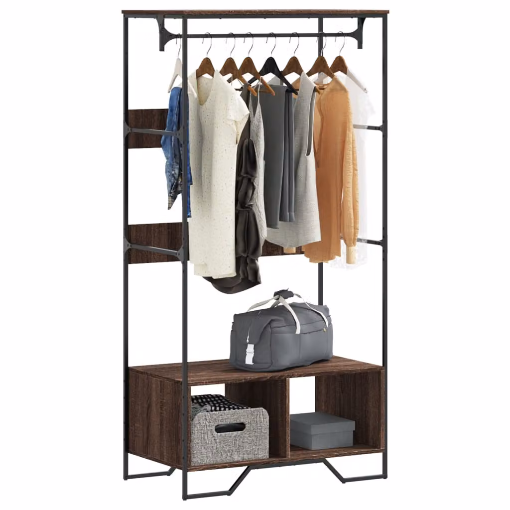 Armadio vidaXL in Rovere Marrone con appendiabiti per camera da letto L/P/H: 90 x 50 x 180 cm