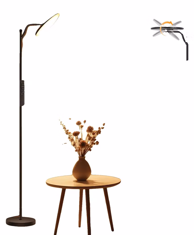 Lampada da terra a LED, con telecomando, luce dimmerabile, colore: bianco, nero