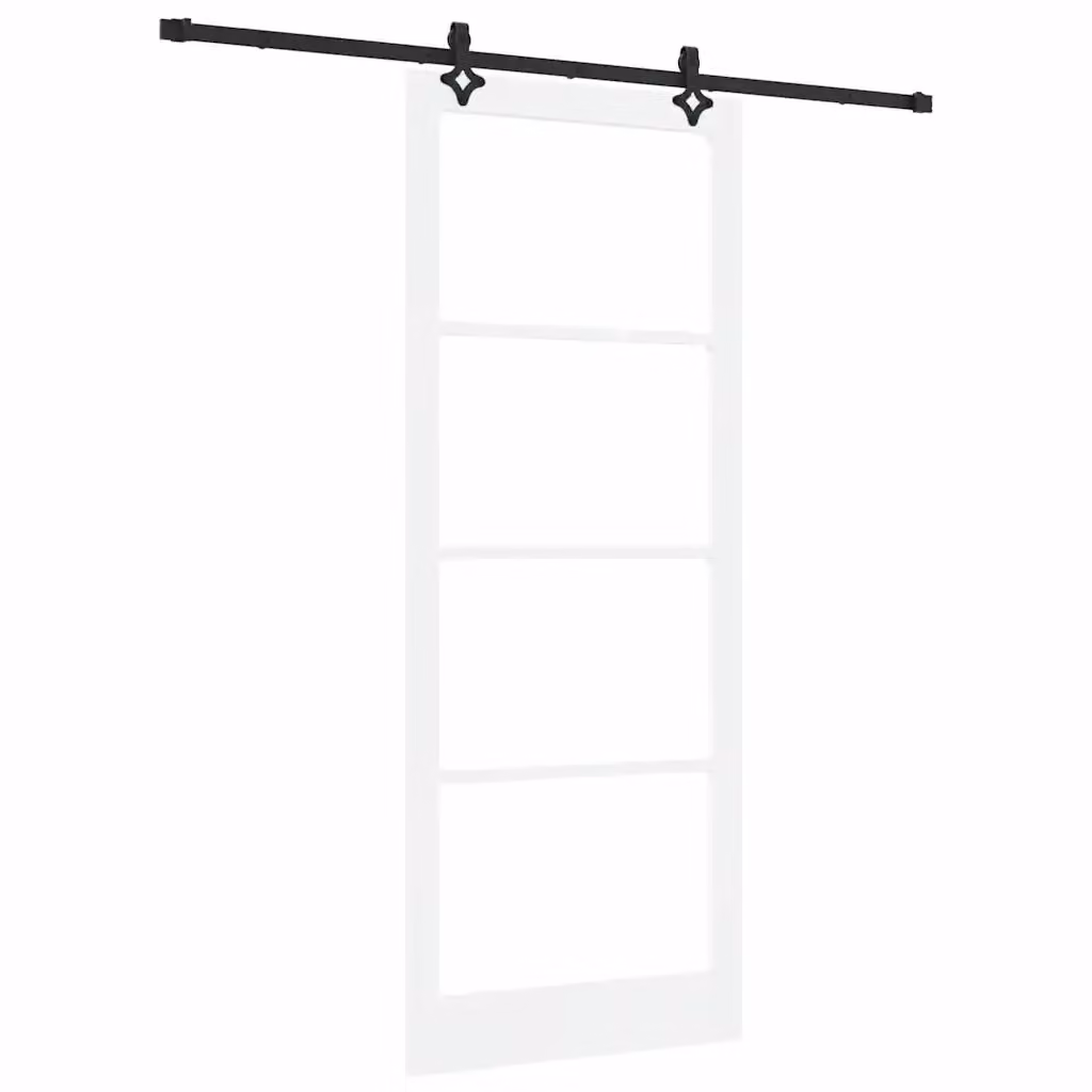 Porta scorrevole moderna vidaXL in legno, vetro e acciaio, colore bianco, L: 93 cm, H: 232 cm – 2