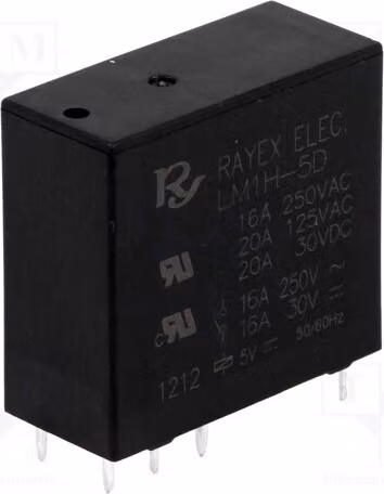 1 relè: elettromagnetico, bobina: 5 VDC, 16 A / 250 VAC, mini relè elettromagnetico LM1H-5D