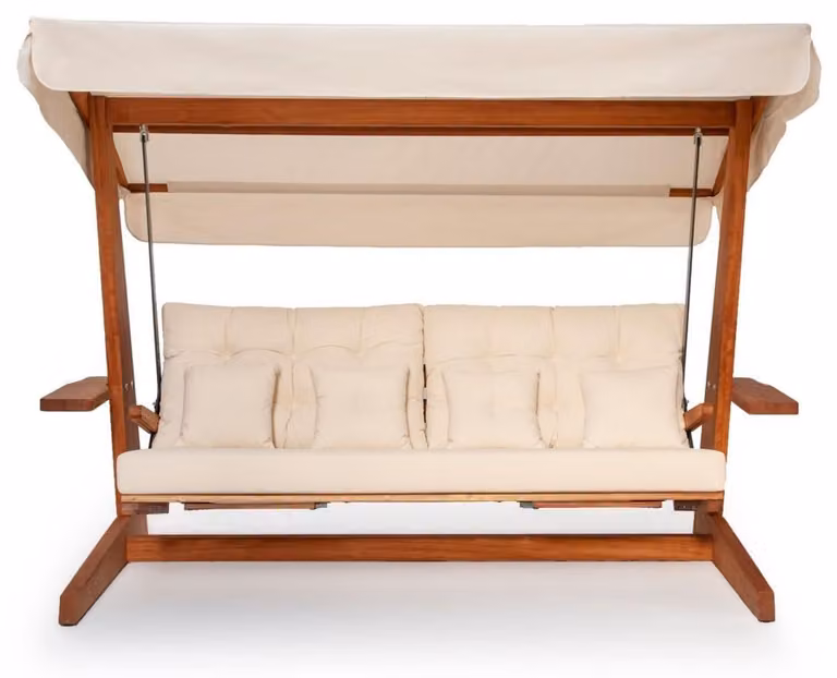 Casa Padrino Luxury Hollywood Swing Beige / Brown - Altalena da giardino resistente alle intemperie con tettuccio parasole - Mobili da giardino, terrazza, hotel - Qualità lusso