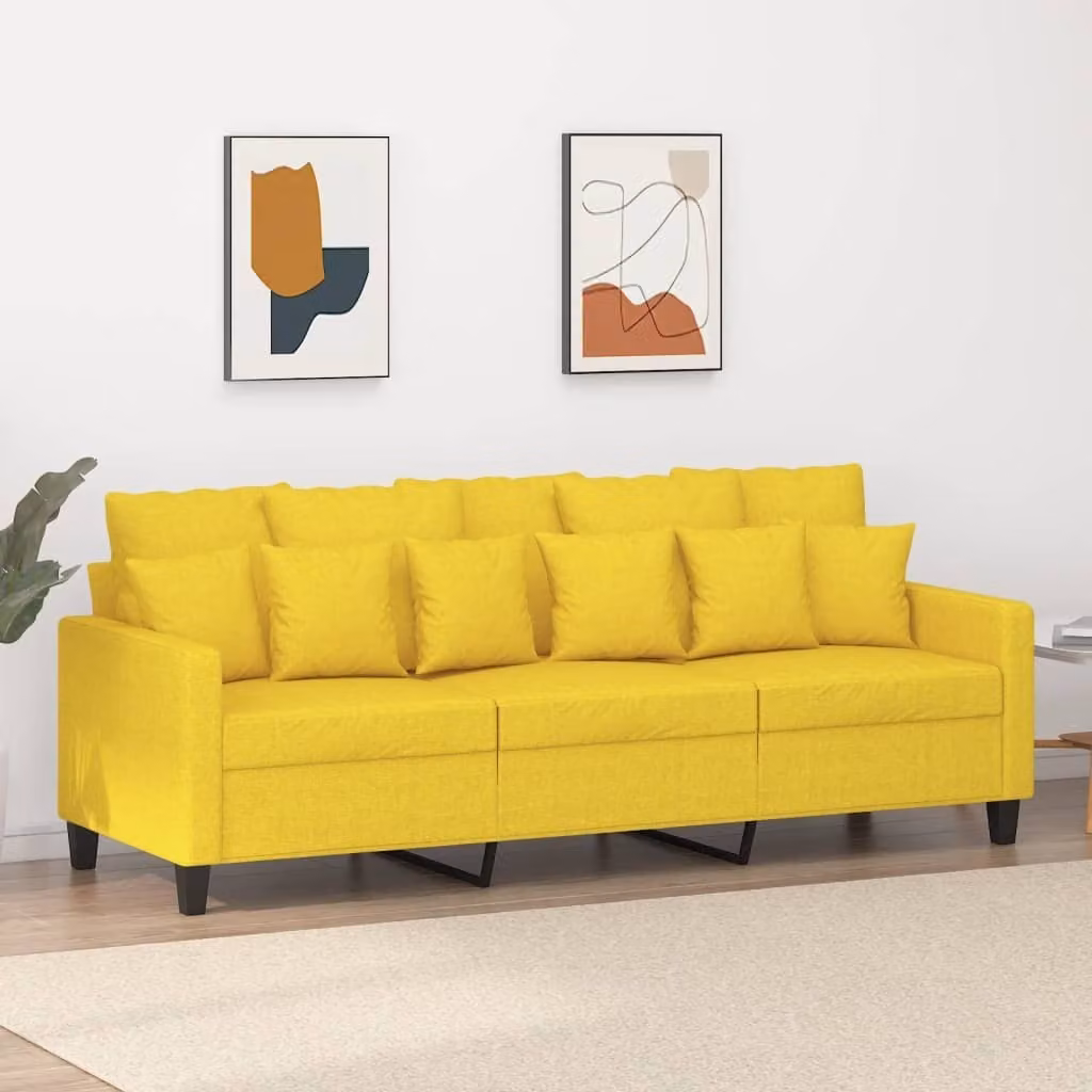 Maison Exclusive - Divano a tre posti giallo chiaro 180 cm in tessuto