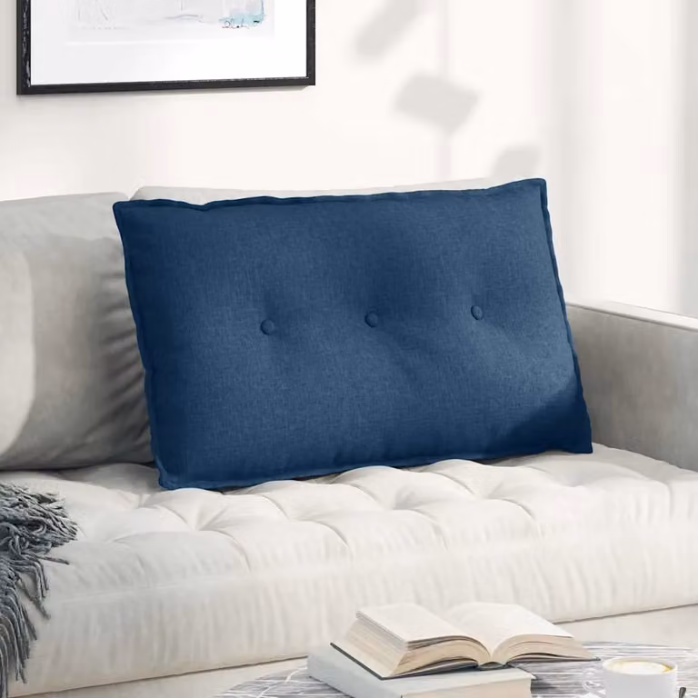Cuscino per schiena vidaXL blu in poliestere con rivestimento rimovibile L: 80 cm, P: 19 cm, H: 50 cm