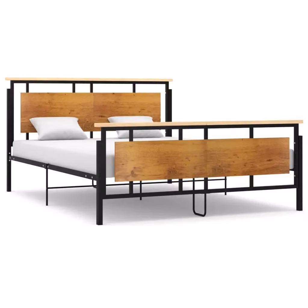Giroletto vidaXL in metallo e legno con doghe fisse, finitura laccata, L/P/H: 160 x 200 x 24 cm – 2