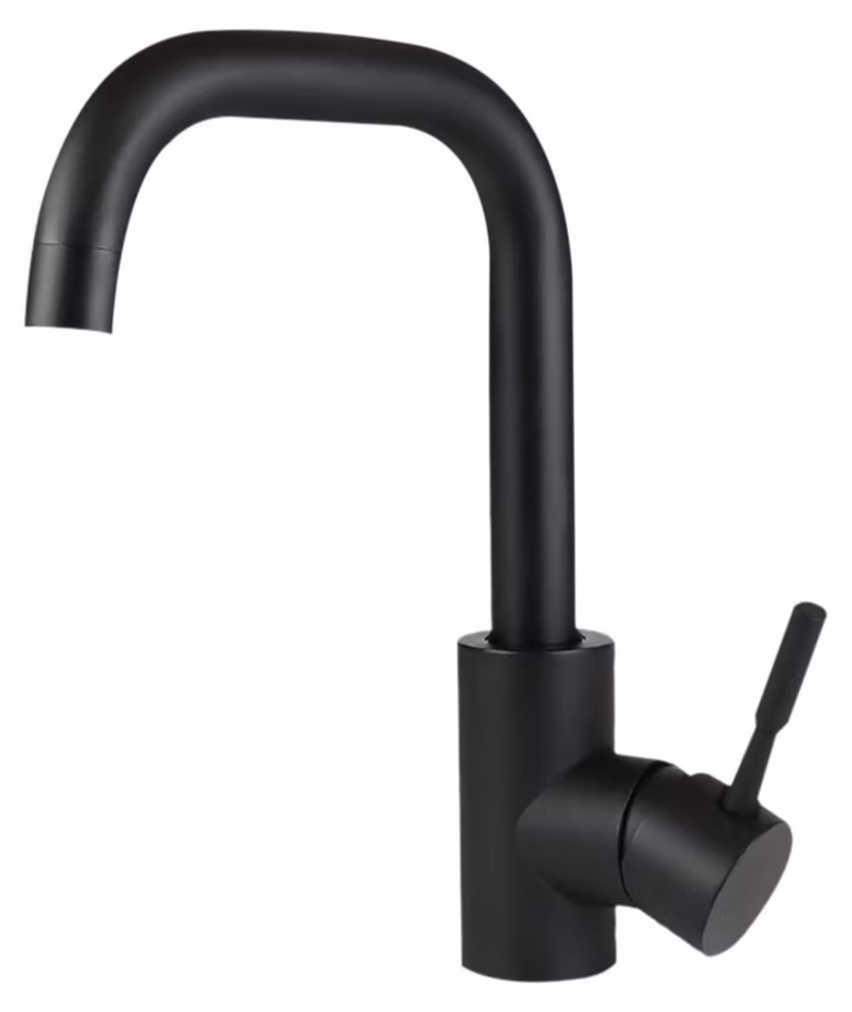 Miscelatore per lavabo da bagno, nero opaco, acciaio inossidabile, girevole a 360°