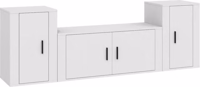 Set Mobili Porta TV 3 pz | Armadietto TV | Mobile Porta TV Bianco in Legno Multistrato