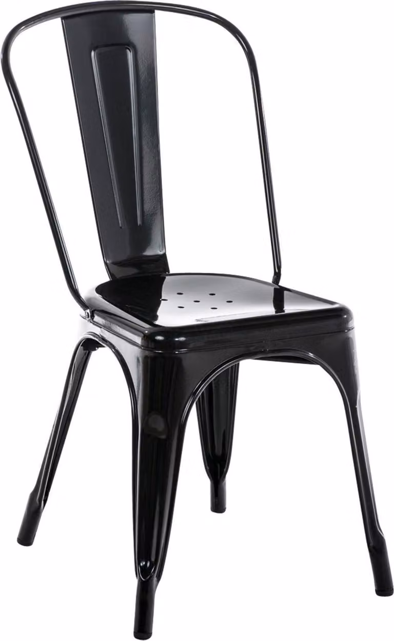 Sedia da pranzo in metallo, design industriale, impilabile per risparmiare spazio, colore: nero