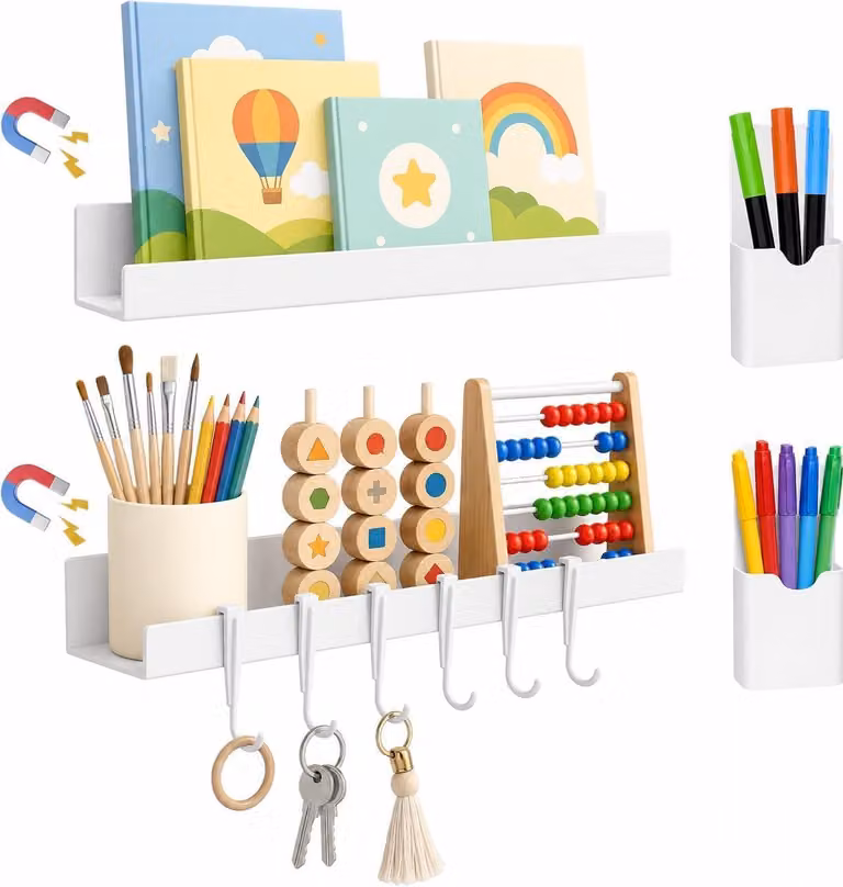 Set di mensole magnetiche, composto da 2 portapenne, 6 ganci rimovibili, ideale per la cucina