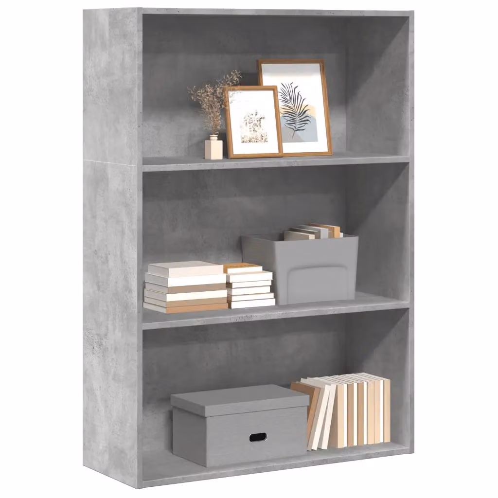 Libreria vidaXL in stile industriale Grigio, con pannello posteriore, in legno e MDF, L 80 x P 30 x H 114 cm