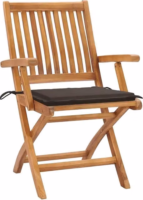 Set di 8 sedie pieghevoli vidaXL in legno di teak marrone con cuscini beige per giardino