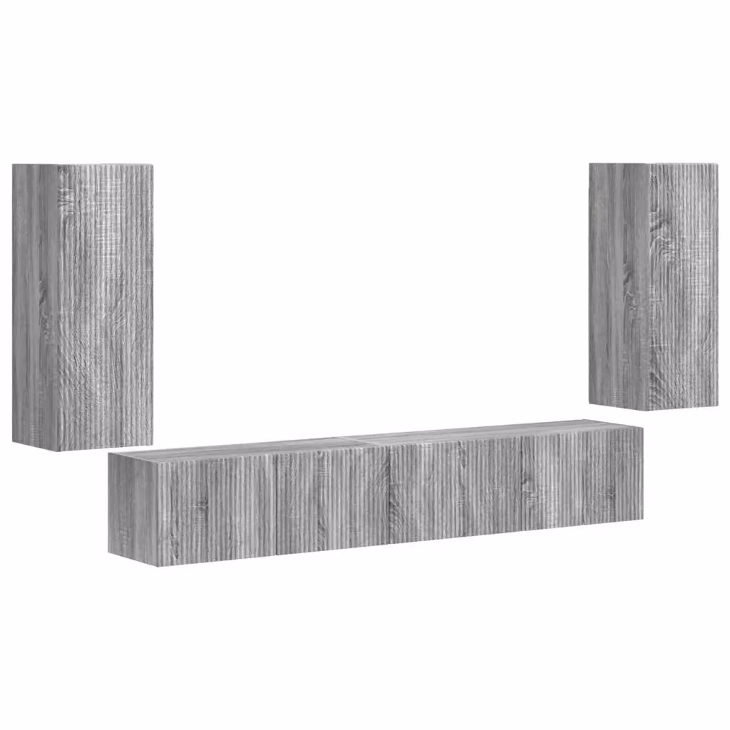 Set mobile TV moderno vidaXL in legno grigio da 4 pezzi – 2