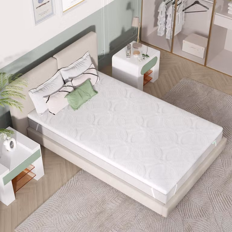 Topper per materasso, dimensioni 90 x 200 cm, spessore 5 cm, in gel, antiscivolo, con rivestimento lavabile, per il letto
