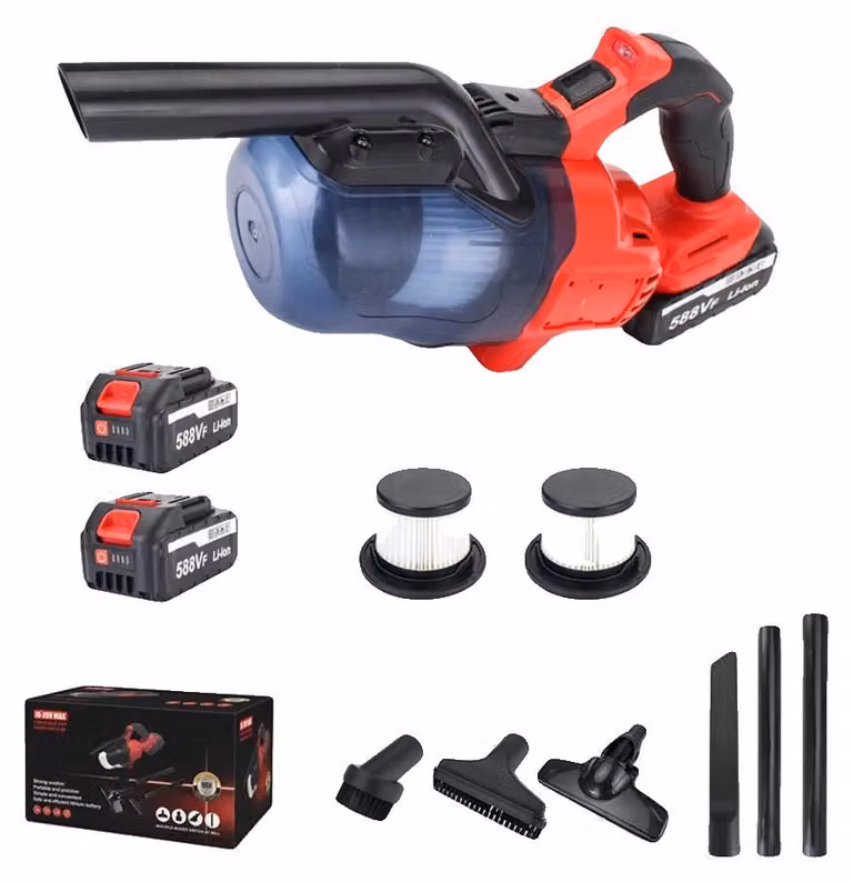 Aspirapolvere elettrico, comfort senza fili, potente aspirazione, 2 batterie rosse, spina EU da 100V-240V