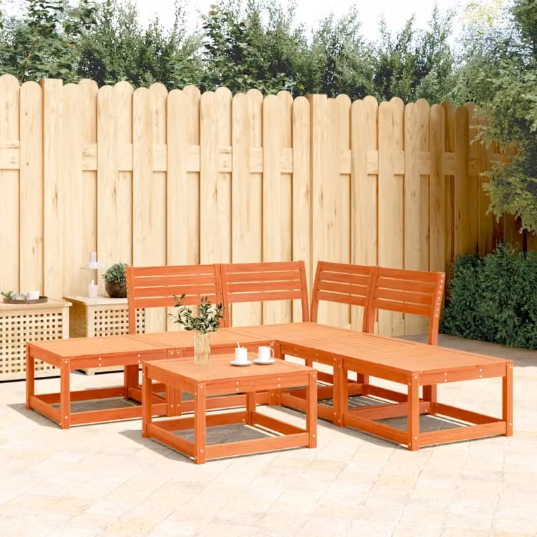 Maison Exclusive - Set Divani da Giardino 5 pz Marrone Cera Legno Massello Pino