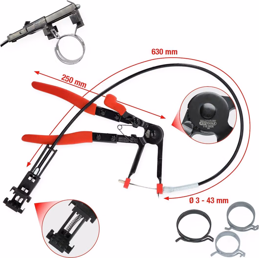 KS-Tools 115.0908 Pinza stringitubo universale con cavo Bowden, 630 mm